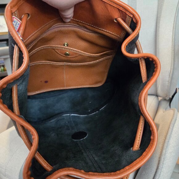 Vintage Dooney & Bourke All Weather Leather Backpack Black Tan No Fob Large - Picture 6 of 16